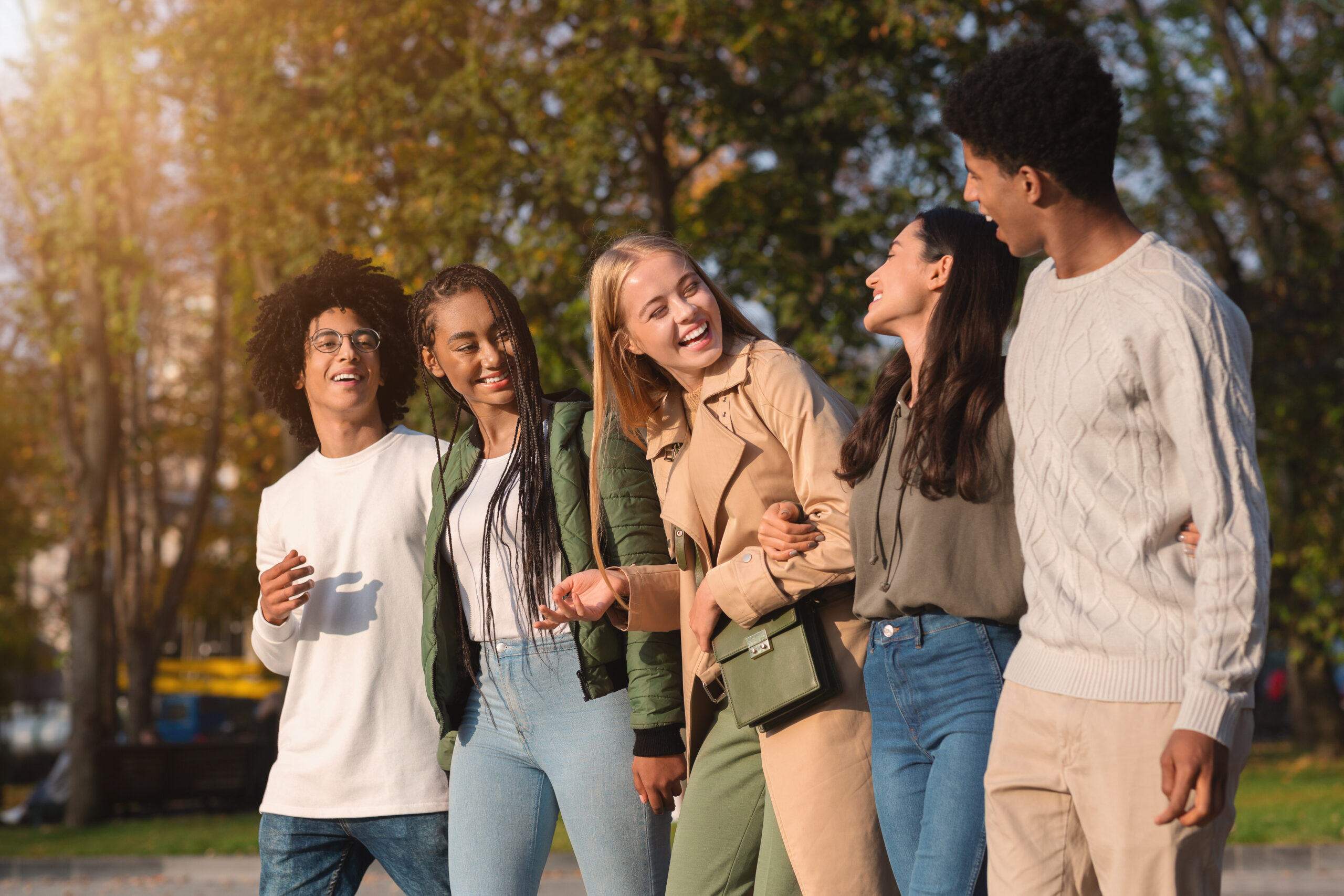 Teens walking in a rural area